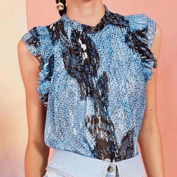 Ulla Johnson Aya Sleeveless Silk Top in Sky Blue | Size 4 / S - Picture 2 of 7